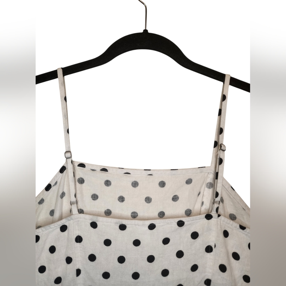 BP. Polka Dot Linen Blend Mini Dress White Black XL Adjustable Straps - Picture 3 of 7